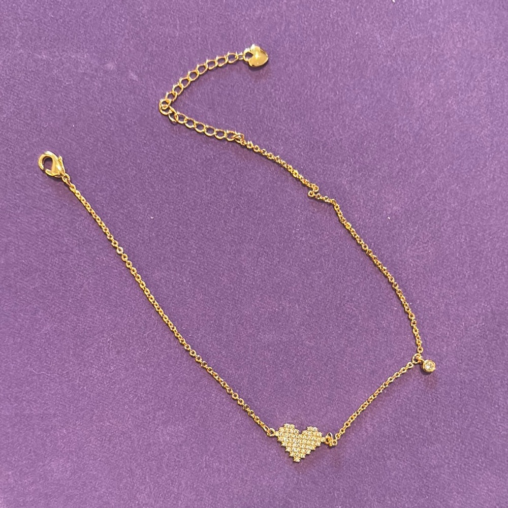 Pretty Bird Pink Gold Heart Ankle Bracelet